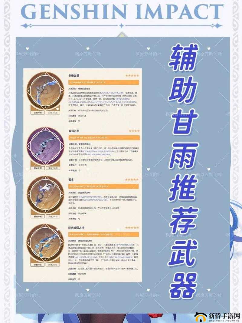 原神甘雨专属武器选择攻略：解读2.4版本甘雨武器的最佳推荐