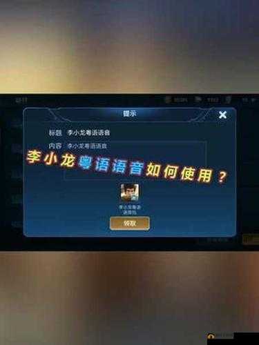 王者荣耀李小龙粤语语音包如何获取？操作设置全揭秘等你来探！